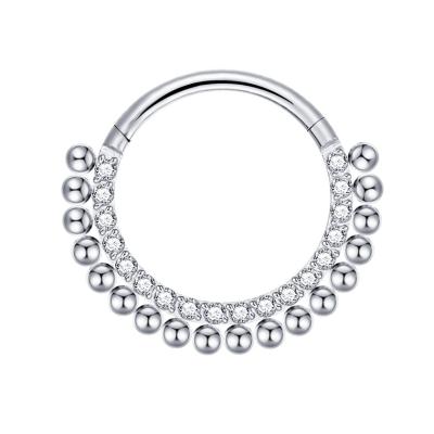 China FASHIONABLE Nose Ring Clicker Segment Nose Ring Jewelry Titanium Indian Zircon Hinged Nose Ring for sale