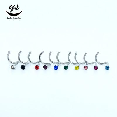 China F136 G23 Press Fit Titanium Piercing Gem Curved Nose Stud Piercing for sale