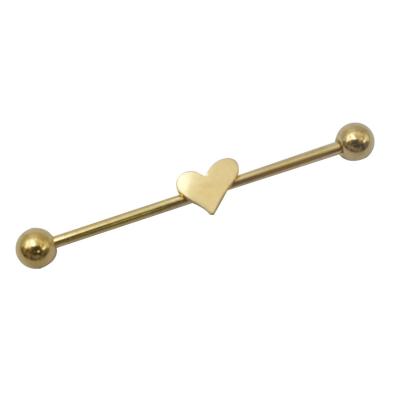 China FASHIONABLE G23 titanium heart design industrial barbell piercing for sale