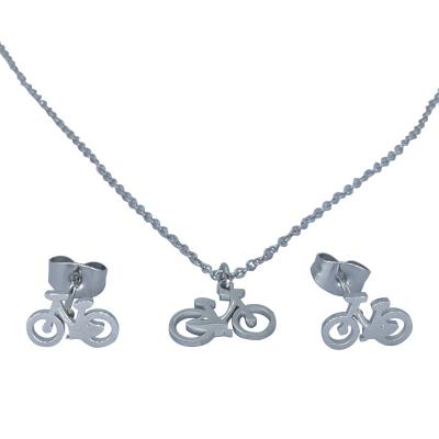 China Yingsheng FASHIONABLE stainless steel a three-piece set of jewelry bike model necklaces earrings and butterfly stud for sale