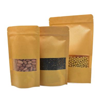 China Brown Reproducible Biodegradable Food Storage Packaging Bag With Zip Lock Backing Up Airtight Kraft Paper Bag for sale