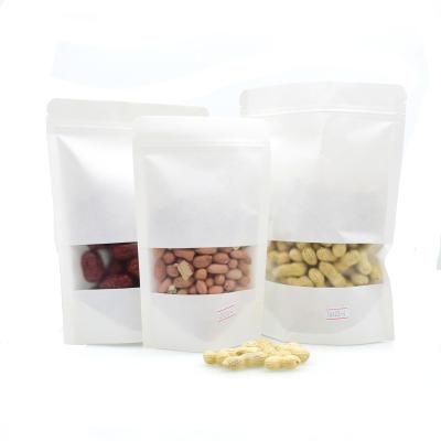 China Recycled Materials Hot Selling White Kraft Paper With Matte Window Dried Fruit Candy Ziplock Bag for sale