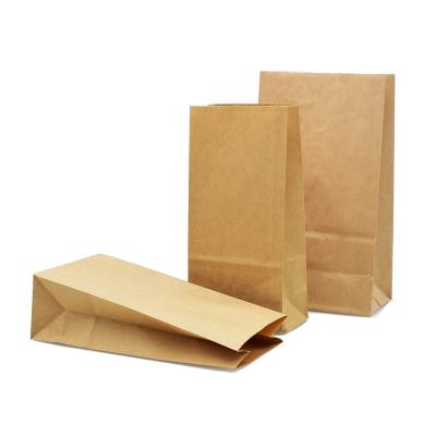 China Recyclable Biodegradable Brown Kraft Paper Bag For Packaging Biscuits Takeout Food Bread Oilproof Thickened Square Paper Bag for sale