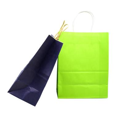 China Recycled Biodegradable Stand Up Colorful Kraft Paper Takeaway Shopping Bag With Handle In Stock for sale