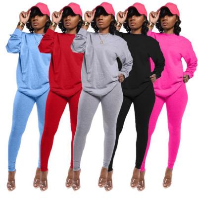 China 2021 Breathable Women 2 Piece Sets Fall Slim Women's Slim Women's Long Sleeve T-shirt Clothing Set & Joggers Sweat Suits for sale