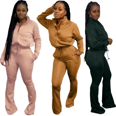 China Wholesale QUICK DRY 2 piece set women clothes long sleeve tracksuit solid color tracksuit 2 piece set tracksuit for women for sale