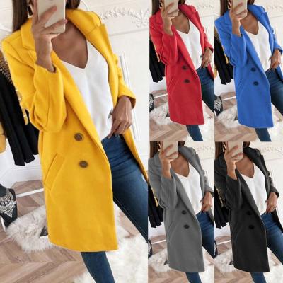 China Plus size coat viable hot sale jacket for ladies loose temperament solid color lapel coat women winter fashion woolen coat long for sale