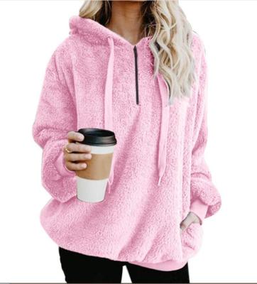 China Anti-wrinkle Women's Plus Size Coats Velvet Plus Casual Winter Warm Plain Dyed Crop Hooded Sweatshirts for sale