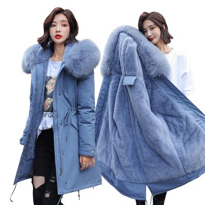 China 2021 Winter Parka Coat Women's Warm Anorak Jacket Thick Section Fur Hooded Anti-Shrink Collar Winter Jackets For Female for sale