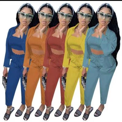 China Anti-pilling new fashion fall 2021 women's clothing invest loose sweatshirt pants women jogging sweatsuit 3 piece set for sale