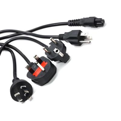 China Multipurpose Black Computer EU Power Cord Extend 1m-15m Customization for sale