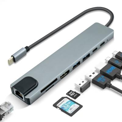 China Type-C USB 3.1 Hub 8 In 1 For Mobile Devices And MacBook Laptop Sipu Docking Station for sale