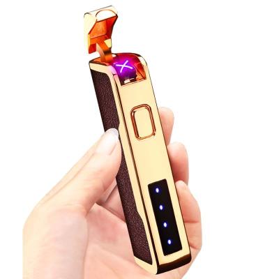 China New USB Rechargeable Leather Wholesale Leather Arc Cool Cigarettes Plasma Lighter,Electric Lighter Dual Usb Plasma for sale