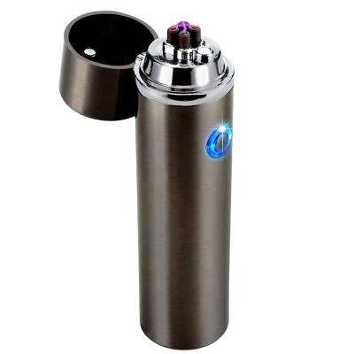 China USB Rechargeable Cigarette Lighter Metal Double Safety Round Arc Lighter Windproof Custom Electronic Flameless Wholesale for sale