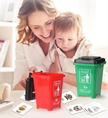 China Customized waste sorting educational card game learning toys city beaytify trash bin sorting toys for kids waste sorting training for sale