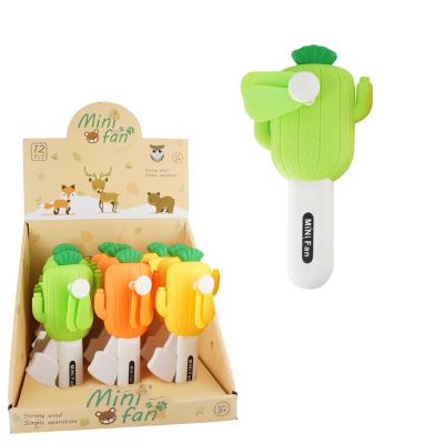 China Cartoon Toys Cartoon Cactus Folding Hand Press Fan Blades Hand Held Portable Air Cooler Refresh Manual Fan for sale