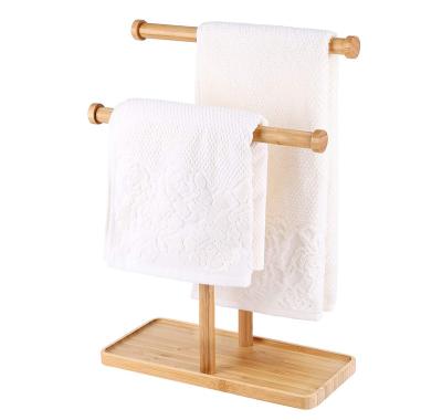 China Fashion Doublet Hand Towel Rack Holder and Accessories Jewelry Rack, Countertop Towel Rack for Bathroom, Bamboo 1Pack for sale