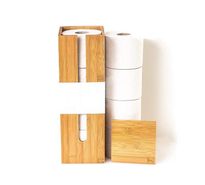 China Modern Bamboo Toilet Paper Storage, Available Roll Holder, Standing Toilet Paper Holder for sale