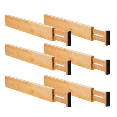 China Minimalist Adjustable Bamboo Drawer Dividers, Expanding Drawer Organizer for Kitchen, Bedroom, Bathroom, Dresser and Office, 6-Pack for sale