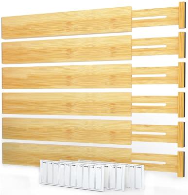 China Minimalist Custom Bamboo Drawer Divider Expanding Drawer Organizer for Kitchen, Bedroom, Bathroom, Dresser and Office, 6-Pack for sale