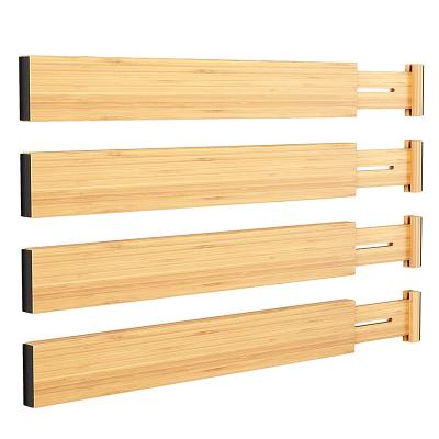 China Expanding Drawer Organizers Dividers Minimalist Bamboo Organization Dividers for Kitchen Bedroom Bathroom Dresser Desk 4 Packs for sale