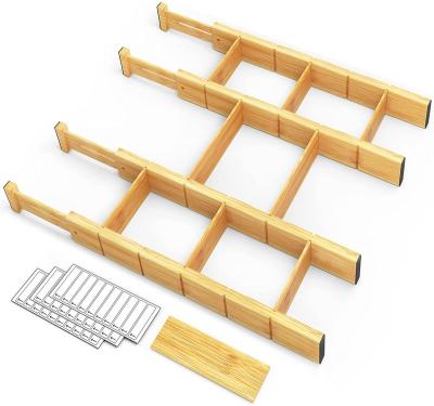 China Minimalist Custom Bamboo Drawer Dividers, Expanding Drawer Organizer for Kitchen, Bedroom, Bathroom, Dresser and Office, 6-Pack for sale