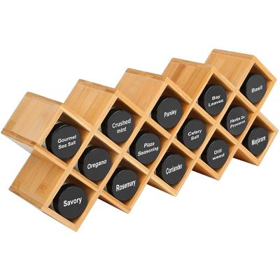 China Bamboo Countertop Sustainable Storage Buffet Spice Rack Organizer Shelf Fit For Round And Square Spice Jar Can Bottle for sale