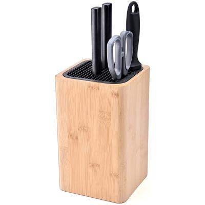 China Sustainable Deluxe Universal Knife Block with Slots for Scissors and Sharpening Rod - Eco-Friendly Bamboo Knife Holder for sale