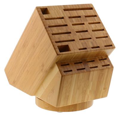 China Sustainable Bamboo Knife Holder Organizer 26-Slot Swivel Knife Bamboo Block for sale