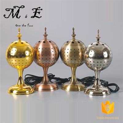 China Beautiful Metal Flower Shaped Royal Bule Color Arabic Censer, Oil Burner for sale