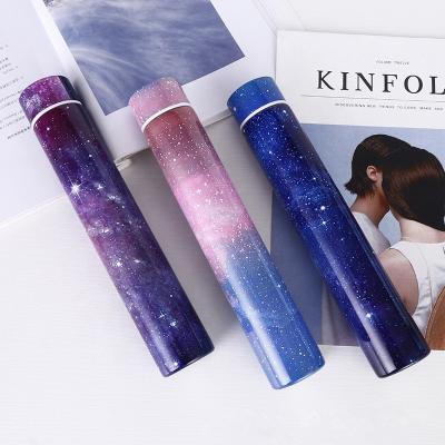 China Fashion Viable Starry Sky Style Women Long Gradient Color Stainless Steel Vacuum Cup for sale