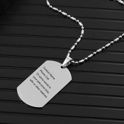 China 2021 Fashion Women Men Stainless Steel TRENDY Card Personalized Letter Name Pendant Necklace for sale