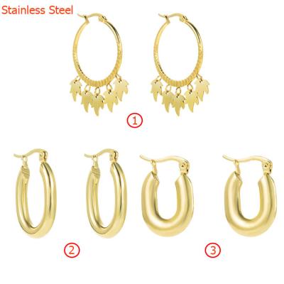 China 2022 Hiphop Brand Design Stud Earrings U Shaped Fashion Ins Non Fade Circle Hoop Earrings Women Stainless Steel Jewelry Earrings gold for sale