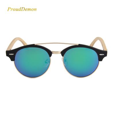 China Fashion Sunglasses 1045 Unisex Halves Glass Acetate Rimless Logo Vintage Bamboo Sunglasses Custom Round Glass for sale