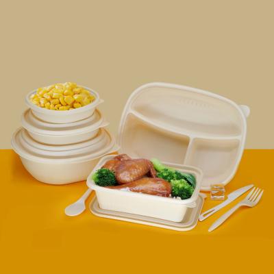 China Bento Lunch Box Takeaway Packed Minimalist Disposable Bowl Cornstarch Disposable Dinner Dish for sale