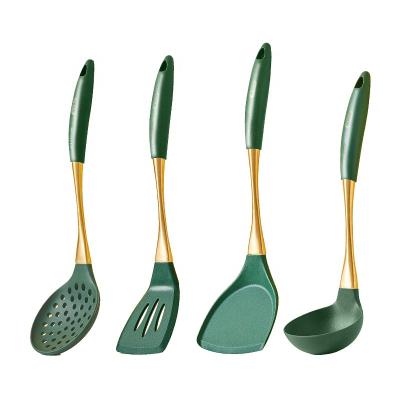 China Modern Kitchen Cooking Tool Accessories Color Nonstick Series Silicone Heat Resistant Kitchen Utensils Set 4 Pieces Cooking Ware à venda