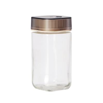 China New Viable Seasoning Glass Jar Containing Seasoning Pepper Salt Shaker Three-hole Square Condiment Coiler 100ml for sale