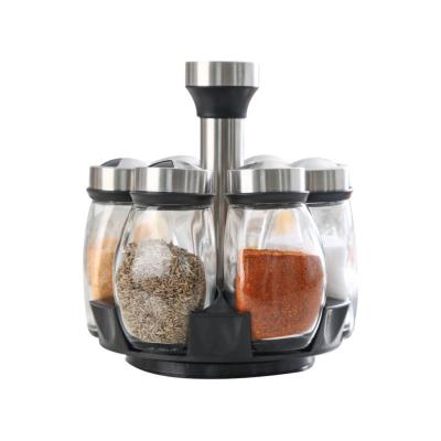 China Sustainable Customizable Kitchen Supplies Rotate Base 7 Piece Bottle Seasoning Boxes Seasoning Bottle Spice Bottle Set à venda