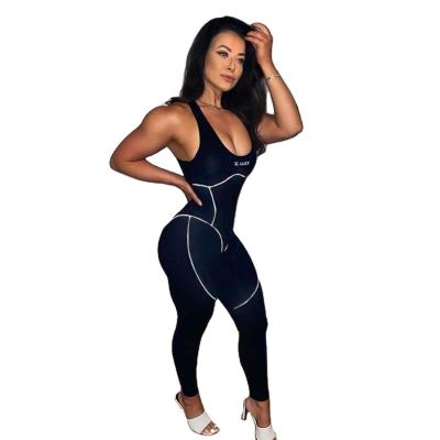 China K21Q11421 Logo Clothing Hollow Romper Club Fitness Style Bodycon Women's QUICK DRY Custom Overalls for sale