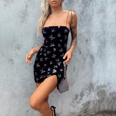 China Anti-Static Sleeveless Sexy Women Slim Dress Dress D1736398 2021 Summer Fashion Sleevel Party Clothes Mini Slim Fit Tube Top Lace Up for sale