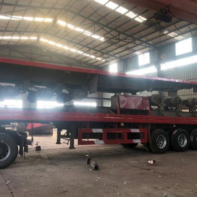 China Heavy Duty Semi Flatbed Truck Trailer Low Price 60ton 3 Axles Container Trailer for sale