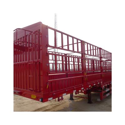 China Truck trailer 3 axles 40-60 tons load van type new low barrier trailer bed trailer for sale