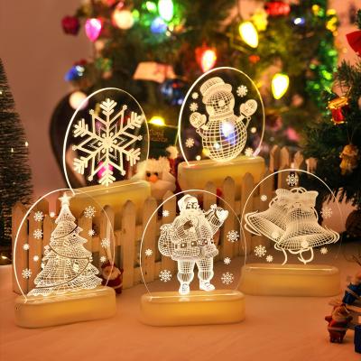 China ABS Acrylic Christmas Base+ Led Lights Transparent Santa Claus Acrylic Night Lamp Christmas Decorations For Home Gift Xmas 2021 for sale