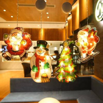 China Laser PVC LED Christmas Suction Lights Window Lights Christmas Decoration Hanging Lights for sale