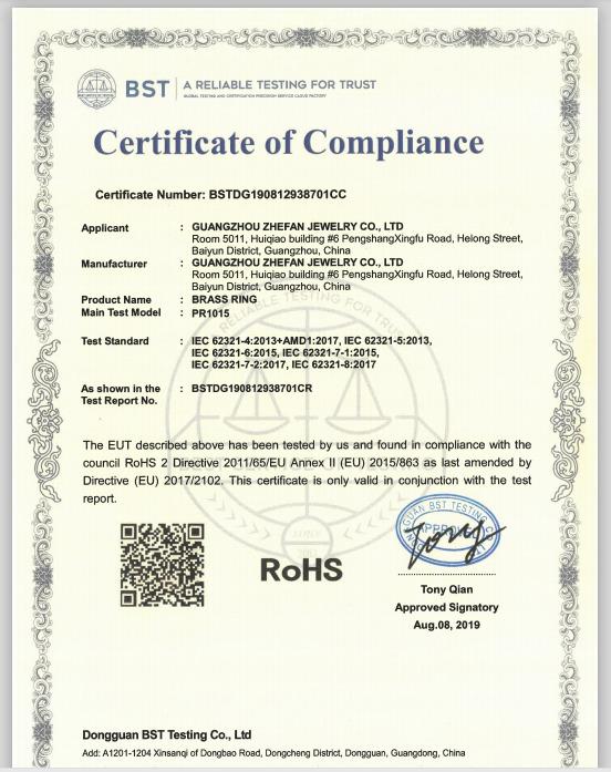 RoHS - Guangzhou Zhefan Jewelry Co., Ltd.