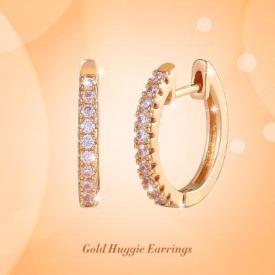 China CLASSIC Korean INS Earring Korean CLASSIC Gold Plated Sliver Huggie Butterfly Circle CZ Earrings Jewelry for sale