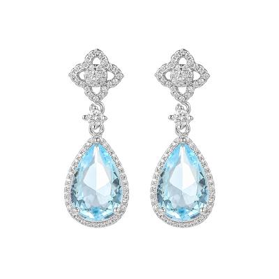 China CLASSIC Gorgeous Natural Crystal Brass /925 Sterling Silver Stud Earring Gift For Women for sale