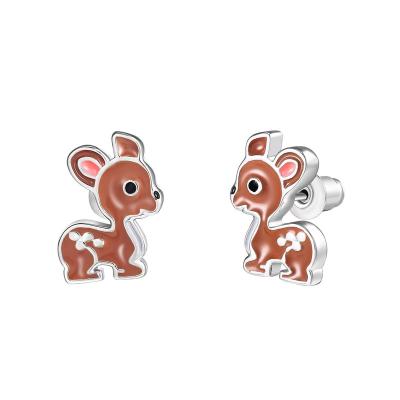 China CLASSIC Merry Christmas Deer Stud Earring Sterling Silver 925 or Enamel Jewelry Brass Earring for sale