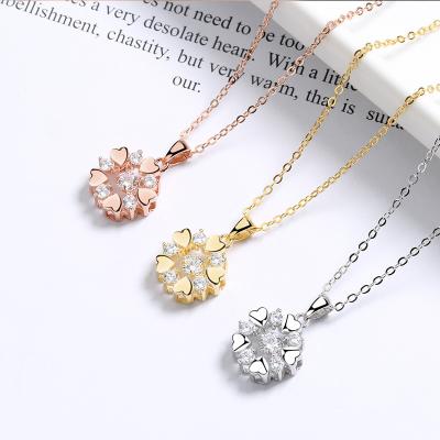 China High Quality Love Heart Silver Necklace Jewelry 14k Gold Plated Pendant Necklace For Women for sale