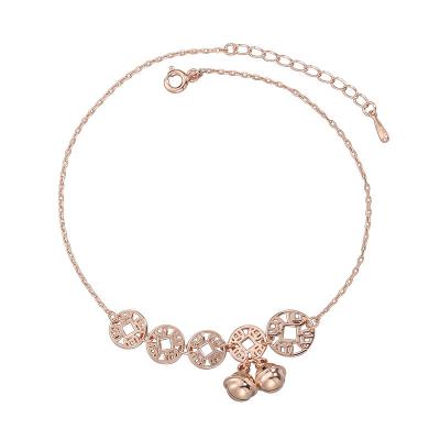 China FASHIONABLE Korean Japanese Rose Gold Anklet Ins Bell Style Foot Chains 925 Sterling Silver Sexy Anklet For Women for sale